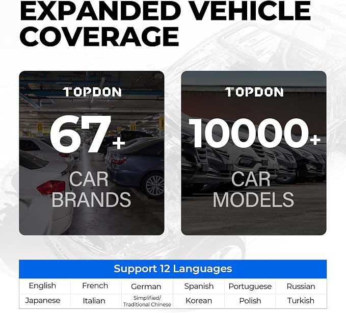 TOPDON AD500 OBD2 Scanner, Oil SAS Throttle TPMS BMS EPB Reset, Engine ABS SRS Transmission, Diagnostic Scan Tool, AutoVIN, Car Check Engine Code Reader with Battery Test, Lifetime Wi-Fi Free Update