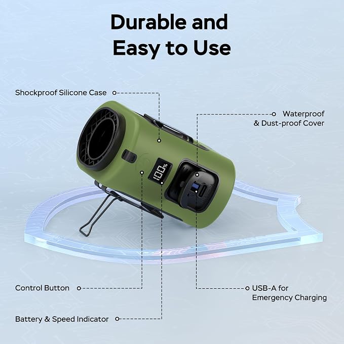 AMACOOL Mini Portable Waist Fan Clip on, Gifts for Father Him Men Dad Husband, 13000RPM Rapid-Cooling Personal Neck Fans, Wearable Shirt Belt Fan for Women Men Outdoor Work Jobsite Travel Camping