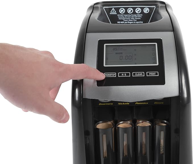 Royal Sovereign 4 Row Electric Coin Counter/Sorter with Patented Anti-Jam Technology & Digital Counting Display (FS-44N), Black