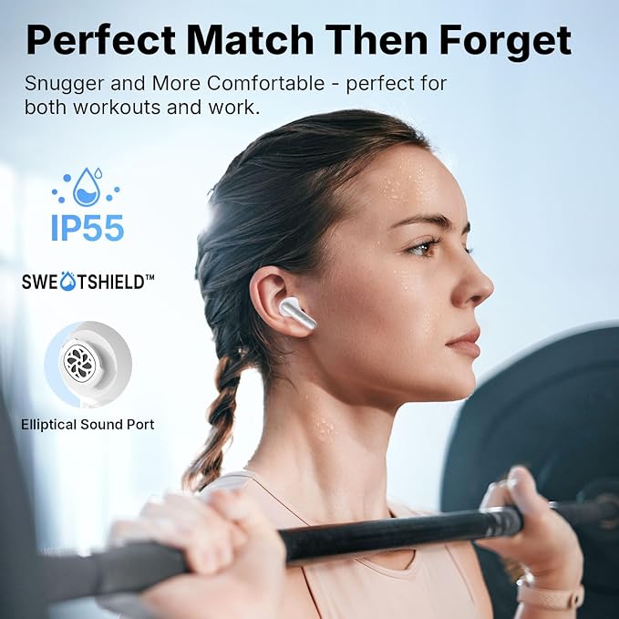 EarFun Air Pro 4i Noise Cancelling Wireless Earbuds, Hi-Res Sound with LDAC, 6 Mics AI ENC Clear Call, 40H Playtime, Multipoint Connection, Surround Sound, Bluetooth 5.4, Wireless Charging, White