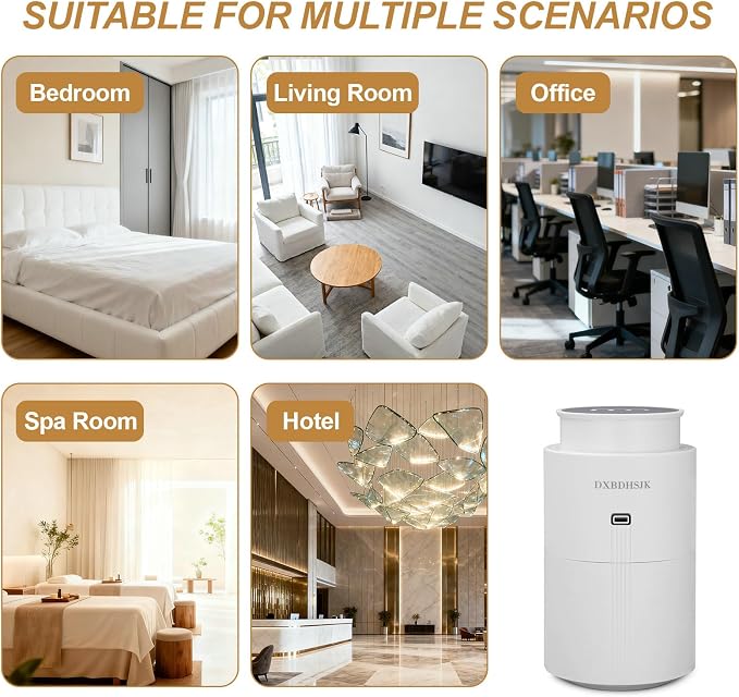 Bluetooth Waterless Diffuser, Smart Home Essential Oil Diffuser, Fragrance Coverage Up to 2,000 Sq Ft, Ideal for Home, Hotel, Office, Restaurant and Spa. (White)
