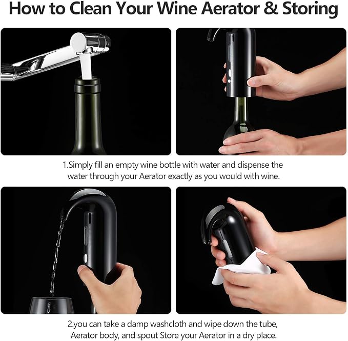 Fathers Day Wine Aerator Electric Wine Decanter – Easy One Touch Red & White Wine Accessories, Ideal for Beginners and Enthusiasts, Spout Pourer, Wine Preserver – Best Mothers Day Gift for Mom