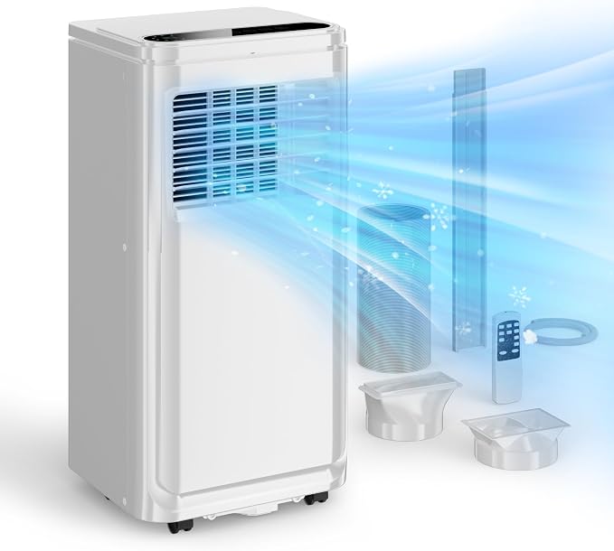 Uthfy 10,000BTU Portable Air Conditioners, 4-in-1 Air Conditioner with Cooling, Fan & Dehumidifier and Sleep, 4 Modes, 24H Timer, Window Kit Included, Portable AC Units for Indoor Room, Bedroom Use