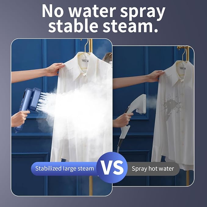 Global Travel Steamer for Clothes,(100V-230V) Dual Voltage Portable 2-in-1 Handheld Steamer & Iron, Travel Safer with Auto-Off- Suitcase Essential for Business Travel & Europe,Blue