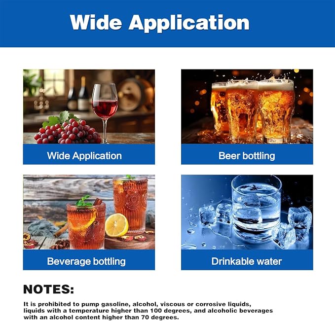 Food Grade Electric Water Transfer Pump 110V With Timer Controlled for Ice Maker,Coffee Machine,Water Dispenser,Auto Siphon Self Priming Pumps for Bottling Wine,Beer and Kombucha,2L/Min,Low Noise