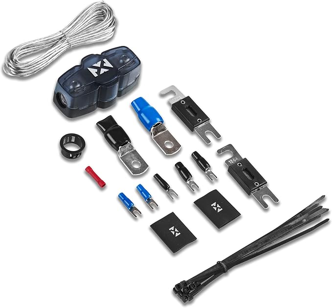 NVX True 1/0 Gauge AWG 100% OFC Complete Amplifier Wiring Kit with 2-Channel RCA Cable - XKIT02