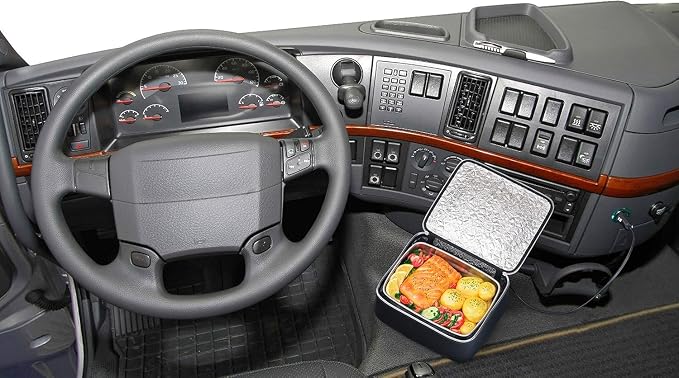 Skywin Portable Car Food Warmer with Vehicle Plug, Car Microwave Alternative, Mini Electric Heated Oven Lunch Box for Vehicle, Like Truck, Includes Stainless Steel Container
