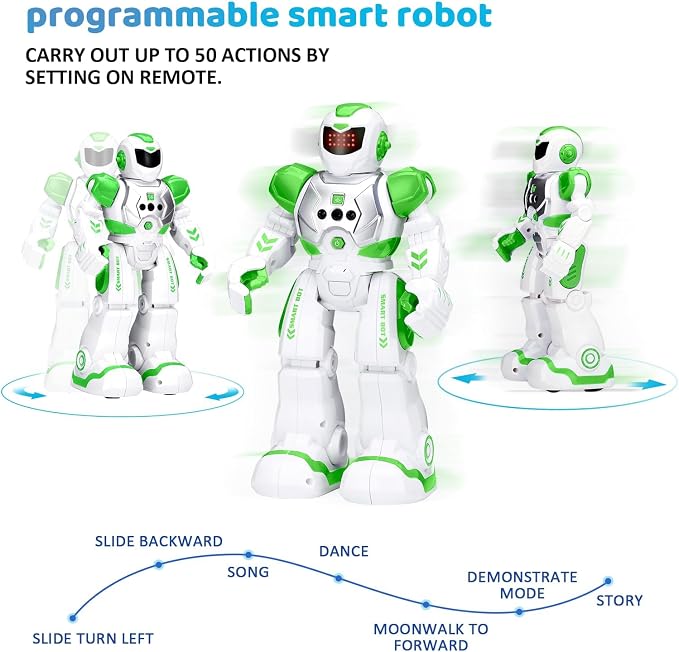 KingsDragon Robots Toy for Kids, RC Gesture Sensing Toy, Interactive Walking Singing Dancing Robot Birthday Presents for Boys Girls Age 6 7 8 9 Years Old,Green