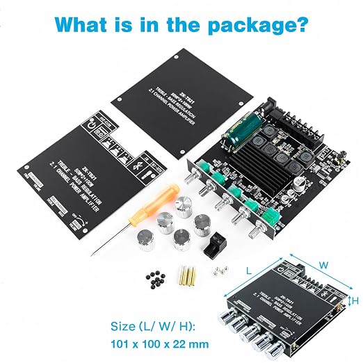 ZK-TB21 Bluetooth 5.0 50W+50W+100W 2.1 Channel Subwoofer Amplifier Board TPA3116D2 HiFi Treble and Bass Control Stereo Digital Audio Amp Board for Home Theater DIY Speakers