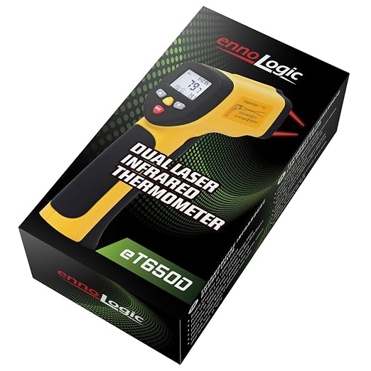 eT650D Temperature Gun by ennoLogic - Dual Laser Non-Contact Infrared Thermometer -58°F to 1202°F - NIST Option Available - Accurate Digital Surface IR Thermometer (Not for Body Temp)