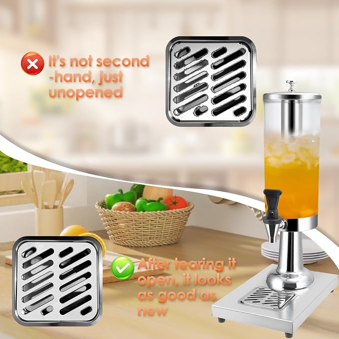 Hot and Cold Beverage Dispenser with Stand, 0.79 Gallon All-in-One Commercial Drink Dispenser with Ice Core&Stainless Steel Drip Trays for Parties, Beer Bar, Coffee (1 HEAD-0.79 GAL, SILVER)