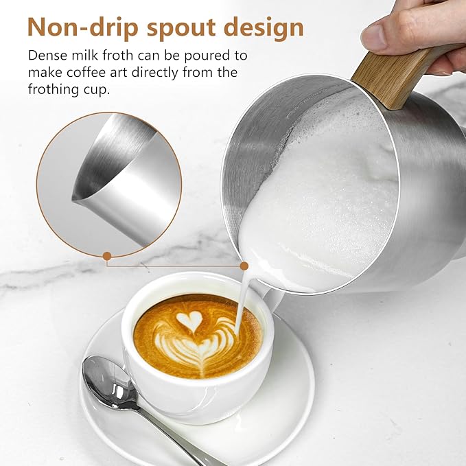 AMZCHEF 21oz & 13.5oz 8-in-1 Milk Frother, 550W Split Stainless Steel Automatic Steamer, Milk Warmer for Latte, Cappuccino, Hot Chocolate, Hot/Cold Froth, Heated Milk & Baby Food, Black