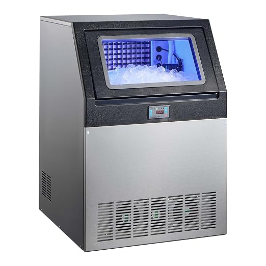 VEVOR Commercial Ice Maker Machine, 265 lbs/24h with 85 lbs Storage Capacity, Built-in/Freestanding/Under Counter, Stainless Steel Ice Maker with LED Display & Self-Cleaning, for Home Bar Restaurant