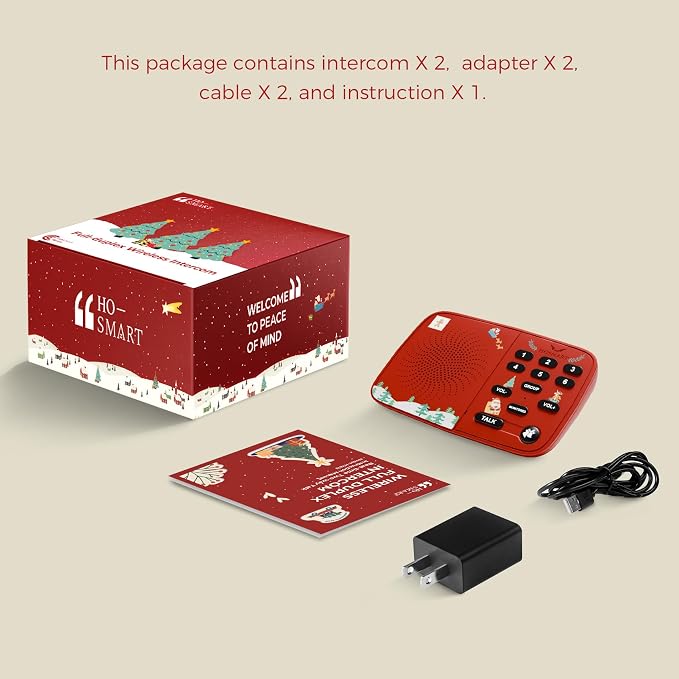 Hosmart UltraSpeak Intercoms Wireless for Home, Holiday Christmas Edition Intercom System for Home Use, Clear Sound Intercom for Business with 1300 Ft Range, Gift Set for Family Friends Elderly