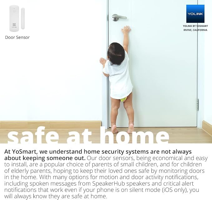 YoLink Home Security System, Wireless Smart DIY Alarm System, with App/Email/Limited SMS Alert, 5 Pieces-Kit (Speaker Hub, Door Window Sensor, Motion Sensor, AlarmFob), 2.4GHz Wi-Fi Required