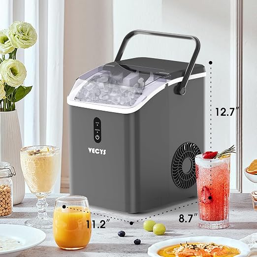 VECYS Nugget Ice Maker, 34LBS/Day Countertop Ice Machine, Self-Cleaning Portable Pellet Ice Maker, Chewable Sonic Ice for Home, Office, Bar