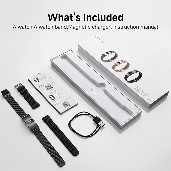 Smart Bracelet, Subscription-Free 24/7 Health Tracking, Heart Rate, SpO2, HRV & Sleep Tracker with IPX8 Waterproof, Wearable Activity & Fitness Tracker, 7-Day Battery, 2 Bands