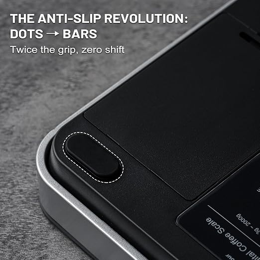KitchenTour CaféMetric Coffee Scale with Timer 0.1g/2000g - Precision Small Scale for Espresso & Pour Over - Mini Scale with LED Display AAA Battery Black