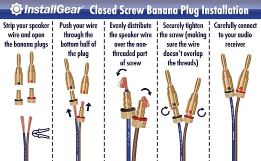 InstallGear 14 Gauge Speaker Wire with Banana Plugs (100ft White/Black) - Car, Home, Theater Speakers