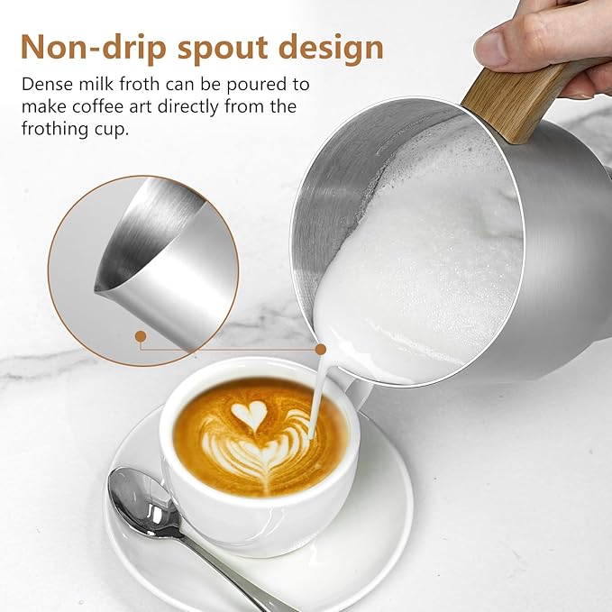 AMZCHEF 8-IN-1 Milk Frother and Steamer 21 oz, 550 Watts Split Stainless Steel Automatic Steamer, Milk's Warmer for Latte, Cappuccino, Hot Chocolate, Hot&Cold Froth, Heated Milk, Baby Food, White