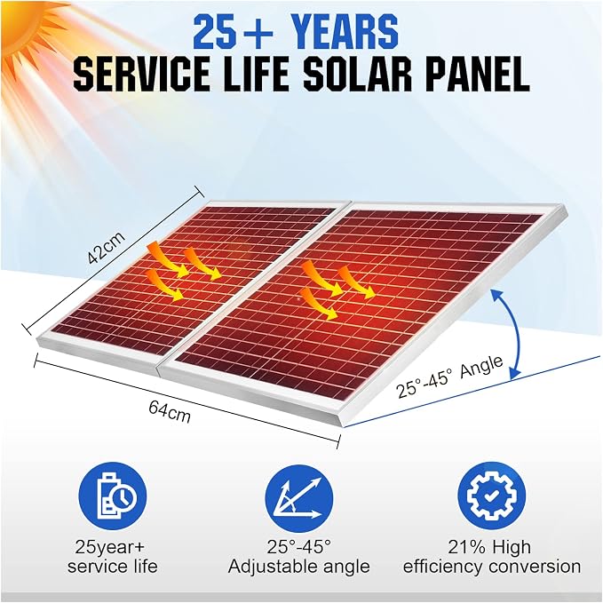 ECO-WORTHY 50W Solar Attic Fan Kit, 50W Foldable Solar Panel and 14" DC Fan with 40W Motor for Roof Vent or Chicken Coop and Greenhouse