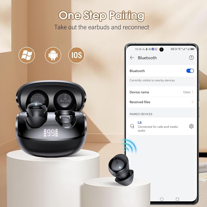 Sleep Earbuds Bluetooth 5.4 in Ear Light-Weight Headphones with Sleep Mode and White Noise, 48H Mini Sleep Ear Buds Small Design for Side Sleepers, Clear Calls, Sleep Earphones for Relaxing/Focus
