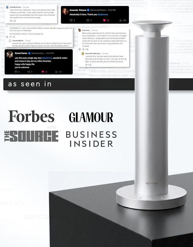 Waterless Essential Oil Diffuser with Smart App | Nebulizer, Aroma Diffuser, Fragrance, Scent Air Machine, 50 ml, Remote, Cold Air Diffuser, Aromatherapy for Home Scenting, Portable