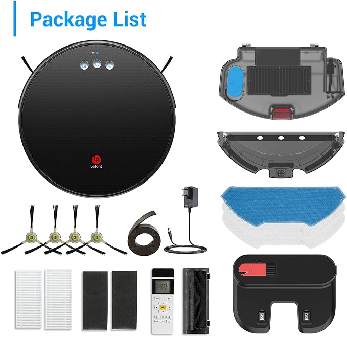 Lefant Robot Vacuum and Mop, Robotic Vacuum Cleaner with 3200Pa Suction, Smart Navigation, 150 Mins Runtime, Works with Alexa and Google Assistant, Self-Charging, Ideal for Pet Hair,Floor,Carpet(U180)