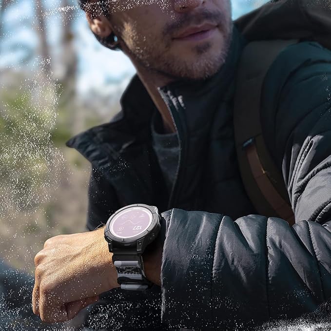 Bandletic 22mm Tactical Military Nylon Watch Band Compatible with Garmin Fenix 8 47mm/7/7 Pro/6/6 Pro/5/5 Plus/Instinct 3 2/Forerunner 970/965/955/945/745/Approach S70/S62/S60/Epix 2 Pro/Quatix 7/6/5