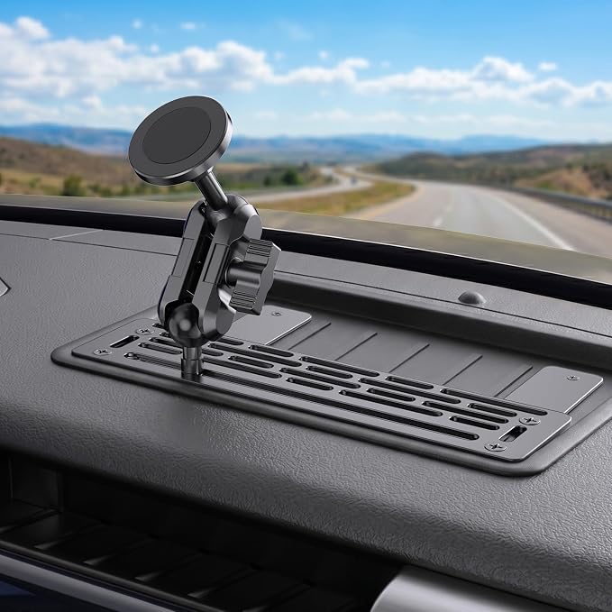 Stainless Steel Phone Mount for 2009-2014 Ford F150 Phone Holder with Magnetic Heads - All-Metal Shakeproof Dash Mount Install Super Stable - Ford f150 Phone Mount