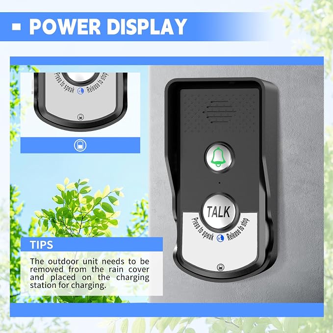 2 Way Wireless Doorbell Intercom Indoor Outdoor, 3280ft Long Range Door Intercoms System for Home with Waterproof Cover Rechargeable Battery 38 Ringtones 3 Adjustable Volume