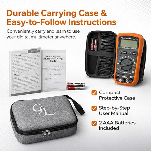 GroundLuxe Auto-Ranging Digital Multimeter – Best and Easiest Multimeter for Testing grounding Sheets and Mats, Instructions Included, Large Backlit LCD, Continuity Testing