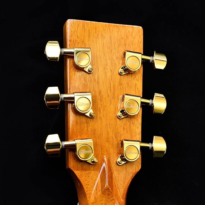 FretJoyB 18:1 Guitar Tuning Pegs 3x3 Standard Guitar Tuners Tuning Keys Replacement for Acoustic or Electric Guitars-Gold(3 Right+3 Left)