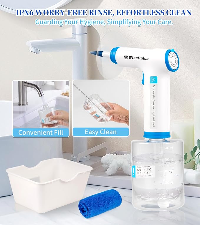 Ear Wax Removal, Ear Cleaner with Camera 500ml Ear Cleaner Kit with HD Display & 4 Pressure Settings, Safe and Effective Ear Flush Kit with Ear Cleaner - Includes Basin, Towel & 16 Tips