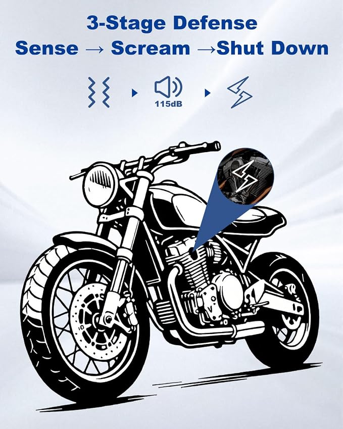 Motorcycle Alarm with 2-Way LCD Remote & Engine Cut Off - 12V DC Anti-Theft Security System, 115dB Siren, Waterproof Sensor, Remote Start for Motorcycle, Scooter, ATV