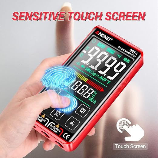 ANENG Digital Multimeter Tester Smart Touch TRMS Auto-Ranging 9999Counts Rechargeable anti-burning Ohm Amp VoltMeter With NCV,DC/AC Current,Voltage,Resistance Diodes,Continuity,Capacitance,Temperature