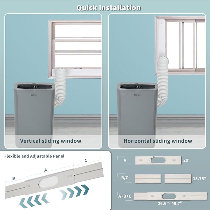 Shinco 14,000 BTU Grey Portable Air Conditioner with Heater up to 700 Sq. Ft, Ac Heater Combo Window Unit, Portable AC Unit with Dehumidifier & Fan, Cools & Heats,Remote Control and Window Kit