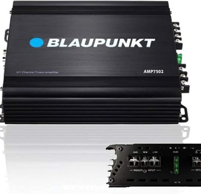 Blaupunkt AMP-7502PRO 750W 2-Channel Amplifier Class AB - Compact Slim Design, Full Range, Crossover, Gain Adjustable
