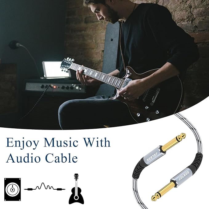 JOLGOO 1/4 Inch Guitar Instrument Cable 3.3 FT 2-Pack, 1/4 inch TS Guitar Cable, Quarter inch Cable, for Electric Guitar, Bass, Keyboard, Mixer, Amplifier, Speaker, Electric Mandolin