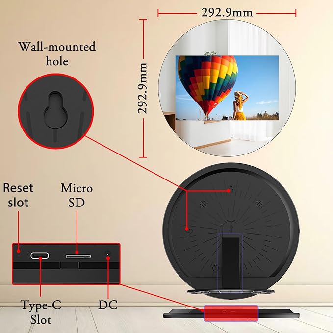 Frameo Digital Picture Frames WiFi Digital Photo Frame 10.1 Inch Smart Mirror IPS HD Touch Screen, 32GB, Easily Share Photos/Videos Through The Frameo APP, Decorating a House is Also a Great Gift
