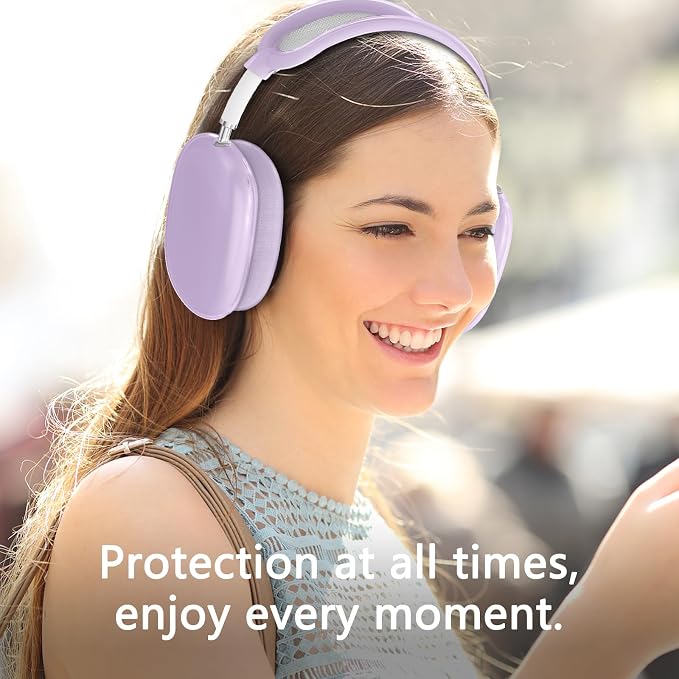Silicone Case Cover for AirPods Max Headphones, Ear Pad Case Cover/Ear Cups Cover/Headband Cover for AirPods Max 2/1 (2026/2024/2020)(USB-C/Lightning), Accessories for Apple AirPod Max 2, Foggy Purple