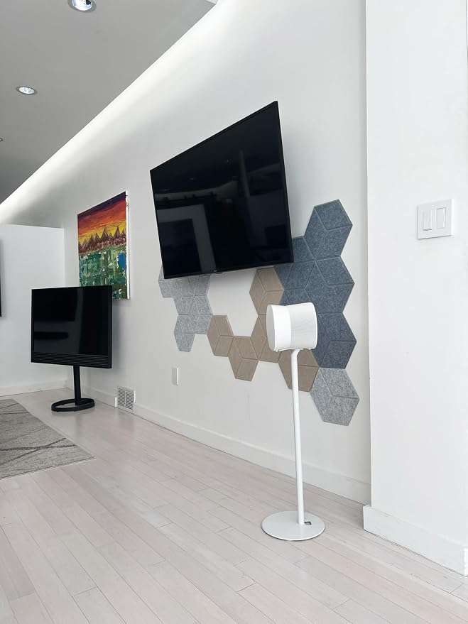ynVISION.DESIGN Fixed Height Floor Stands Compatible with Sonos Era 100, Era 100 SL, Era 300 Speakers - Surround Sound Speaker Stands with Cable Management, Sleek and Secure, 28.2" w/o Speaker, 2 Pack