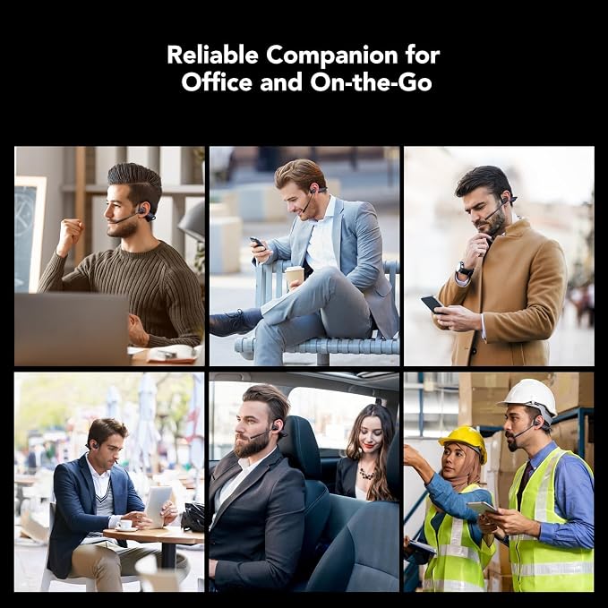NUROUM OpenEar Pro Headphones with Mic, ENC Noise Reduction Microphone, Bluetooth 5.3 Multi-Point Connection, Sweatproof Wireless Headset for Work, 15H Comfort for Office/Business/Driving/Workout