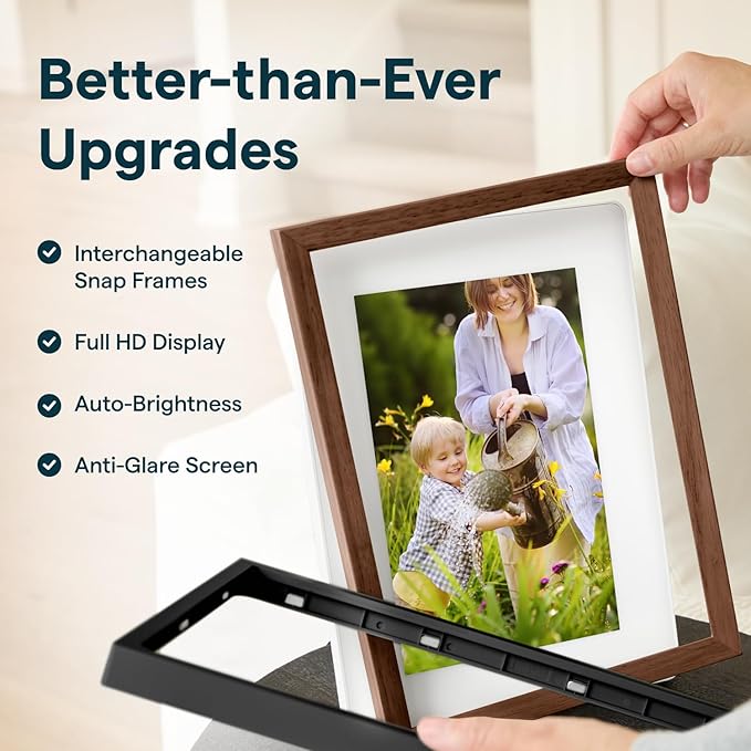 Skylight Digital Picture Frame 2 – 10" Full HD Wi-Fi Touch Screen, 16GB Digital Photo Frame, Load Photos & Videos Directly from Phone, Anti-Glare, Ideal for Personalized Gifting, Black - w/NA Adapter