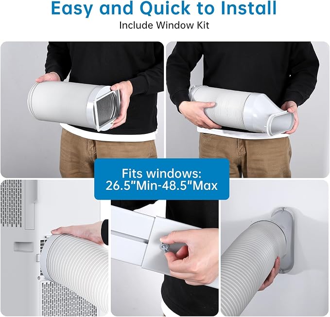 8000 BTU Portable Air Conditioners - 3-in-1 AC Unit for 350 Sq.Ft Rooms with Dehumidifier, Timer, Remote & LED Display