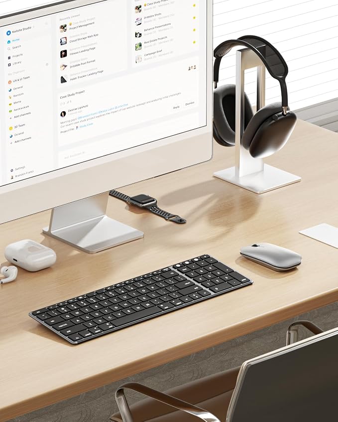 seenda Bluetooth Keyboard and Mouse Combo for Mac, SKM64-2 Rechargeable Silent Wireless Keyboard Mouse Compact Slim, 3 Multi-Device Connection, Compatible for Mac MacBook Pro/Air iPad, Black Silver