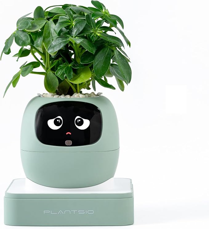 PLANTSIO Ivy Interactive AI Desk Companion, Smart Plant Pet with 100+ Expressions, Cute Indoor Planter for Office Decor, Unique Gift for Plant Lovers & Coworkers(Mint)