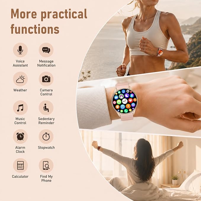 KPEP Smart Watches for Women Android/iPhone - GPS Fitness Tracker with Bluetooth Calls(Answer&Make), Heart Rate/SpO2 Monitor/Sleep/Waterproof/100+ Sports Model - Reloj Inteligente 30 Day+Battery Life