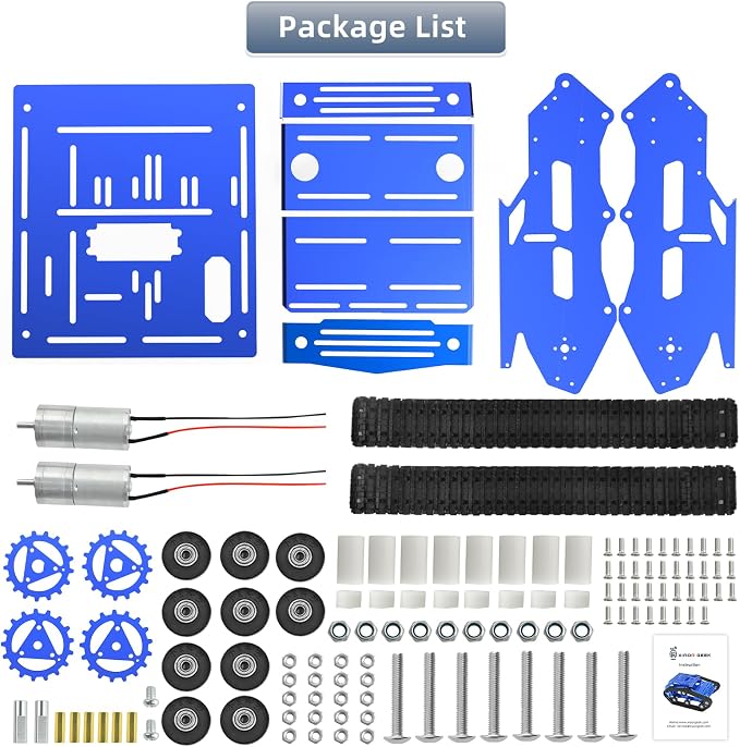 Tank Car Chassis with DC Geared Motor, Shock Absorbing Robot Chassis Full-Metal Robotic Moving Platform Track for RaspberryPi Arduino Jetson Microb DIY Maker Smart Robot Car Learning Kit