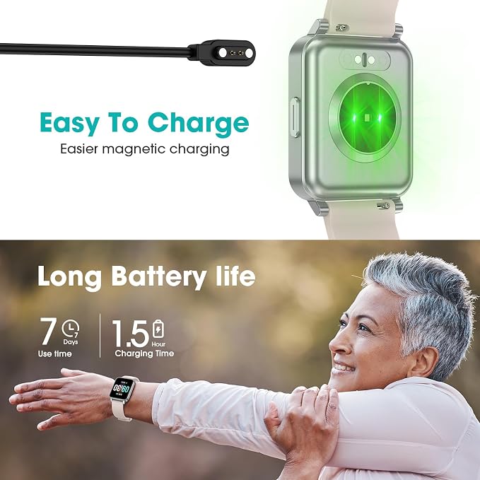 Pedometer Watch Senior Friendly No App/Phone Required, Step Counter | User-Friendly Design, IP68 Waterproof Fitness Tracker, Calories Sleep Tracker, Heart Rate and Sleep Monitor, Stopwatch